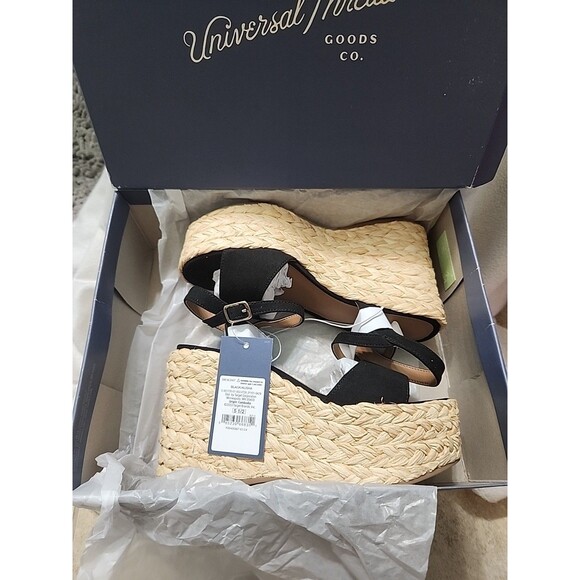 UNIVERSAL THREAD Alisha Wedge Platform Heel Sandals Black 5.5 - Picture 1 of 6